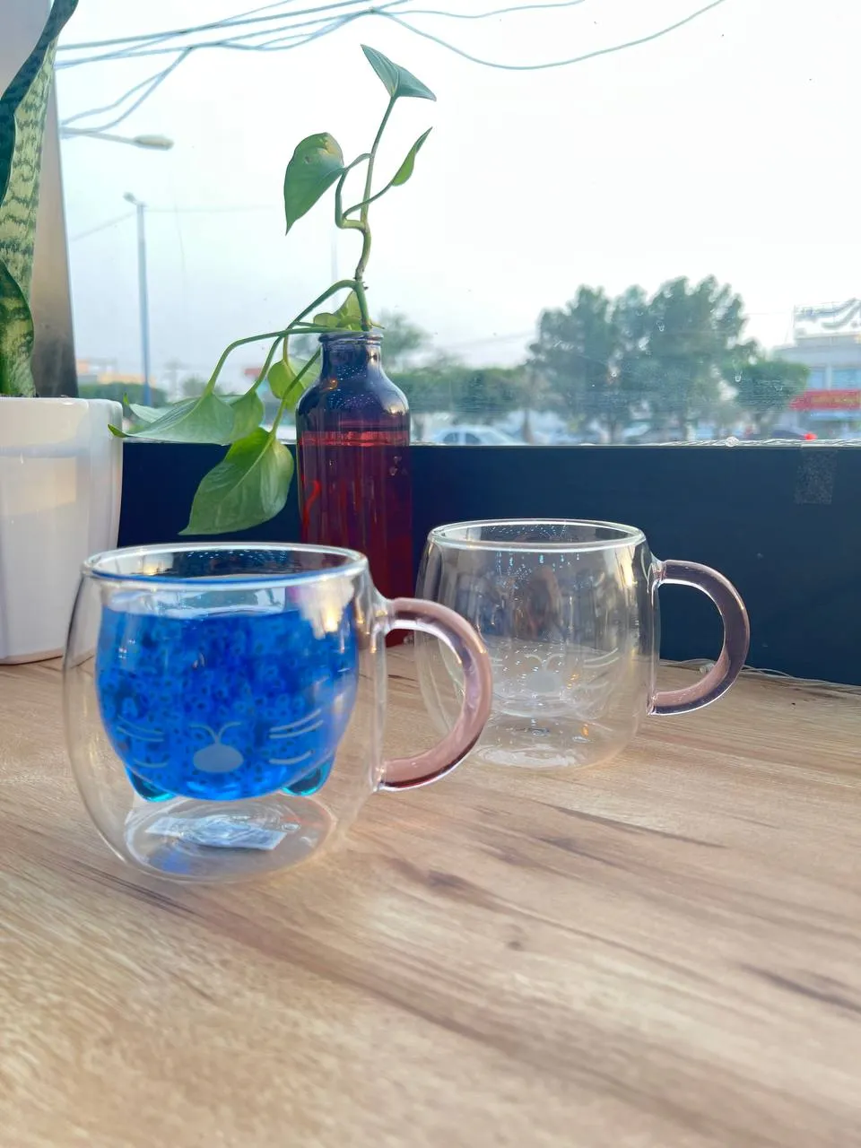 لیوان دوجداره گربه ای صورتی 1794-4